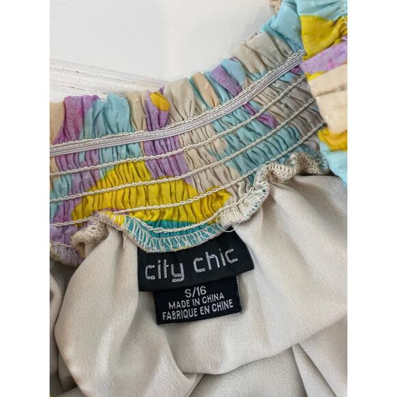 City Chic Eileen Off The Shoulder Dress In Multi Belted Mini Plus Size 16 - Picture 5 of 8